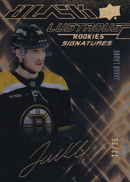 AUTO RC karta JAKUB LAUKO 22-23 SPx UD Black Lustrous Rookies Signatures Gold Update /25